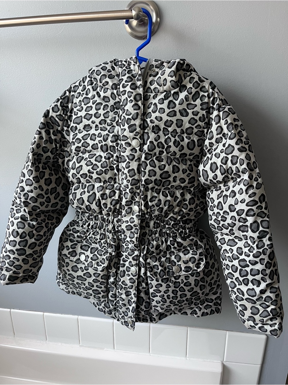 Kids Hanna Andersson Leopard Print Down Puffer Winter Jacket size 120 6 7